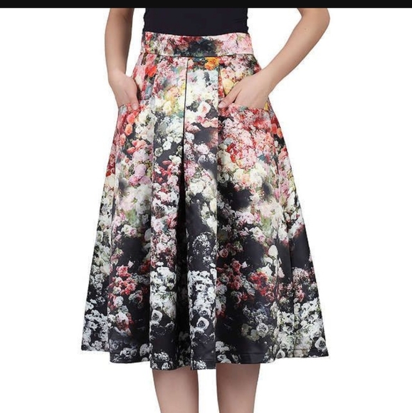 Jolie Moi - Floral Midi Skirt - UK 14 / EU 42 / US 10 - Picture 1 of 4